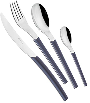 EME POSATERIE Loto Gris 432 Set de couverts de table en acier inoxydable 18/10 pour 6 personnes 24 pièces