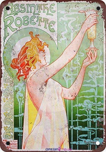 Jackgold Honey Plaque murale rétro en métal avec inscription « Absinthe Robette » 30,5 x 20,3 cm