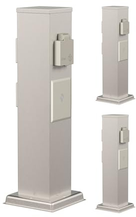 ledscom.de 3 Prises de Courant de Jardin Polly pour l'extérieur, IP44, Smart Home, WLAN, Alexa, 3X, Acier Inoxydable, INOX, carré, 40 cm