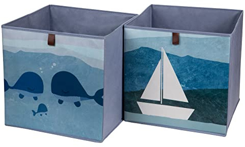 2friends Aufbewahrungsboxen, 2er Set, 33 x 33 x 33 cm, faltbare Stoffbox, Vorderseite abwaschbar, Fb. grau