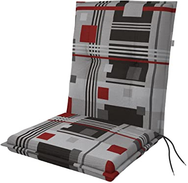 Doppler Niederlehner-Auflage 100x48x6 cm – Weiches Gartenstuhl-Polster Quadrat Rot | Sitzkissen mit Bindebändern | Bequeme Auflage für Balkon, Garten & Terrasse