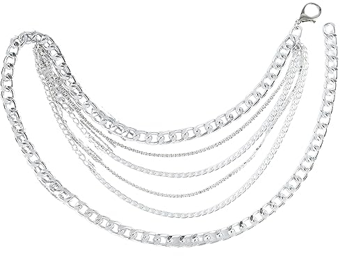 Flovel Bauchkette Silber Glitzergürtel Zum Binden Geschichtete Taillenkette Körperketten Rave Nachtclub Schmuck für Frauen