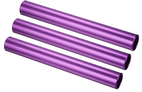 PATIKIL Relay Track Baton, 3 Pack Aluminum Alloy Tube Field Running Race Stick for Outdoor Athletics Sport Game Tool, Purple