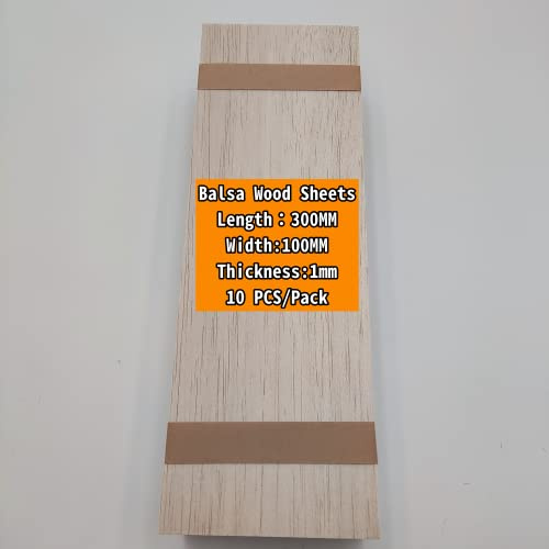 10 Stück 1 mm Balsaholzplatten 100 mm x 300 mm natürliches unlackiertes Holz für Haus Flugzeug Schiff Boot DIY Holzplatte Modell Bastelprojekt