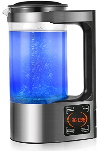 Generador de Agua de Hidrógeno 2L Gran Capacidad, Ionizador Alcalino con Pantalla Táctil LED y Termostato, Produce Agua Rica en Hidrógeno para Uso Doméstico para Uso Familiar y Viaje
