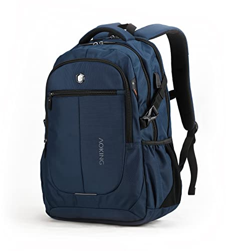 Aoking Mochila City and Business, 25 L para portátiles de hasta 17, con puerto USB, A48 x A33 x P16 cm, 100% poliéster, impermeable, peso 870 g (Armada)