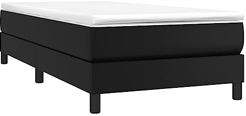 vidaXL Boxspring-sängram svart 90x200 cm konstläder