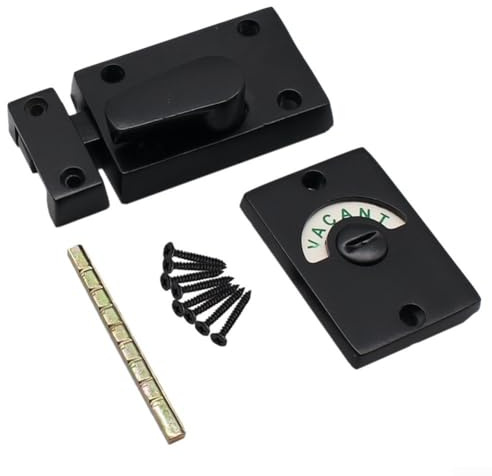 Indicator Lock, Black Indicator Bolt Vacant Engaged Lock, Red Green Privacy Lock, Wc Toilet Door Lock with Install Screws Kit Zinc Alloy, for Toilets Showers and Bathrooms