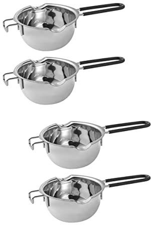 ANSNOW 4 Pcs Melting Pot Double Boiler Steamer Chocolate Melting Bowl Melt Pot Double Steamer Deep Saucepan Candle Melt Pan Mini Chocolates Stainless Steel Pot Double Layer Turkey
