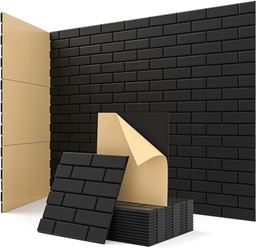 Akustikplatten Selbstklebend, 18 Stück Schallabsorber für Wand, Tür, Decke, Acoustic Panels, Studio, Wohnzimmer, Schlafzimmer, Buero, Gaming, 30 x 30 x 0,9cm, Akustikpaneele Schwarz