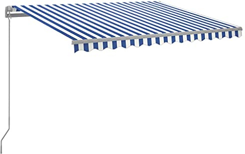 Garten Markise Balkonmarkise Terrassenmarkise Gelenkarmmarkise Einziehbar mit LED 300x250 cm Blau Weiß für Terrasse