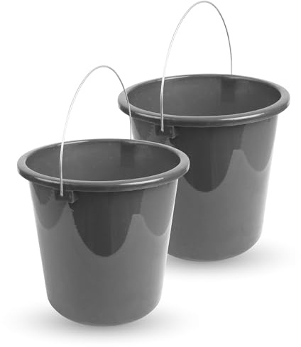 Eimer (2 Stück) Haushaltseimer, 10 Liter, in vers. Farben, Putzeimer aus Stabilem Kunststoff, lebensmittelecht, BPA-frei, Made in EU (Anthrazit)