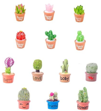 Plantes Miniatures,13pcs Mini Plantes En Pot Plantes Artificielles Modèle Plante Artificielle Miniature Modèle de Bonsaï Fausse Plante Résine pour décoration de jardin et maison de poupée (1.7*2.7cm)