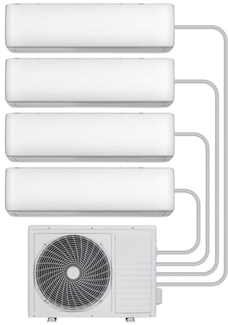 electriQ iQool Multi‑Split 4×12,000 BTU Smart Wall Split Heat Pump AC, 4‑Zone Control, A++/A+ Efficiency, Wi‑Fi/Voice, “I Feel”, Sleep Mode – Includes 5 m Pipe & Cable Kit