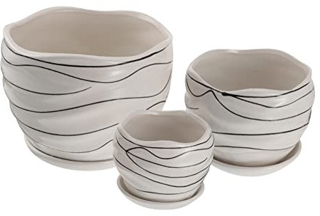 IWOWHERO 3piezas Macetas De Cerámica con Plato para Suculentas y Bonsái Maceteros Decorativos para Interior y Jardín Tiestos con Base Protección contra Exceso De Agua