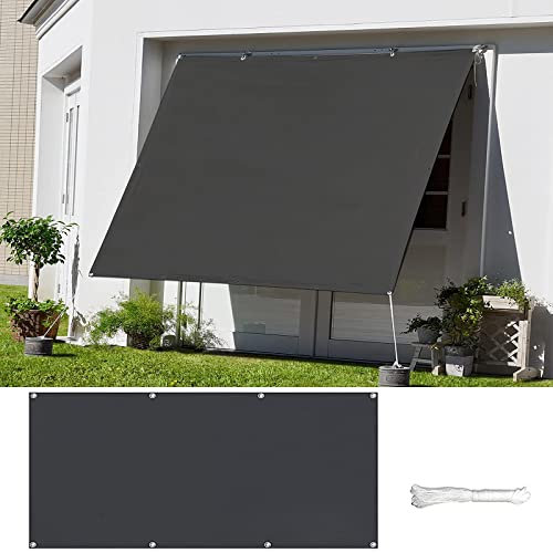 Outdoor Garden Patio Party Yard Prato Grigio Scuro 4x6.5M Resistente all'acqua Protezione UV Ombra Baldacchino con corde di montaggio 22440