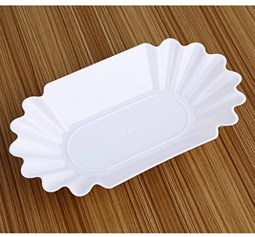 getuse Ovales Snack-Serviertablett aus Kunststoff für Kaffeebohnen, mikrowellengeeignet, lebensmittelechtes PP-Material, Weiß, 4 Stück