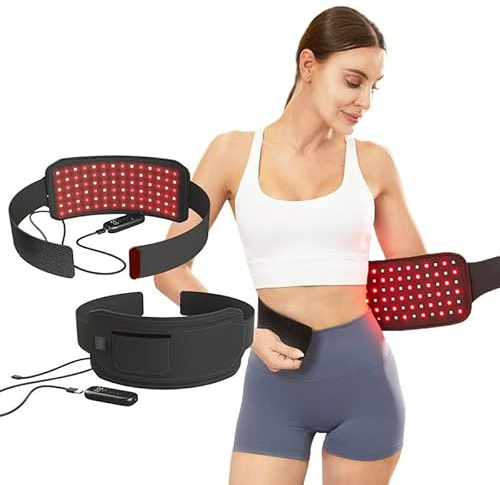 Rotes Lichttherapie Band für Schmerzlinderung & Hautverjüngung, Infrarot-LED Wärmepad für Muskelregeneration & Arthritis, 660nm + 880nm Lichttherapie, Tragbar & Einfach zu Benutzen