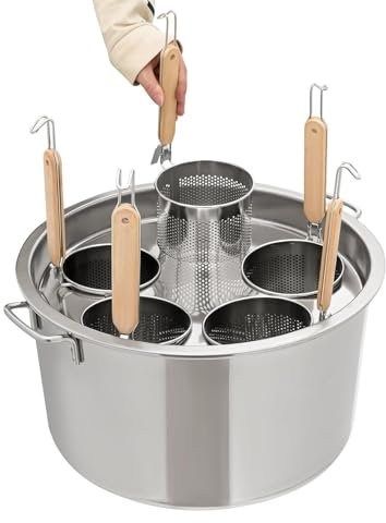 Pentola per pasta in acciaio inox commerciale a 3/4/5 fori, pentola per pasta in acciaio inossidabile con inserto scolapasta, pentola per brodo con cestello per cottura a vapore e inserto per pasta