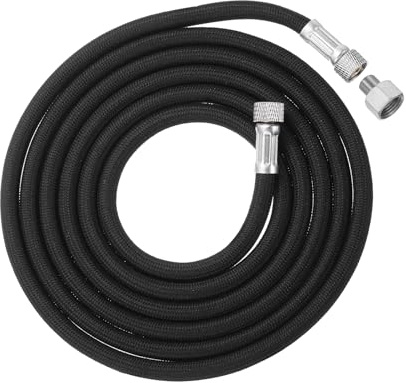 PATIKIL 1/8 Air Brush Hose, 6ft Nylon Braided Air Brush Hose with 1/8 Ends and 1/4 Adaptor for Paint Machine Nails, Black