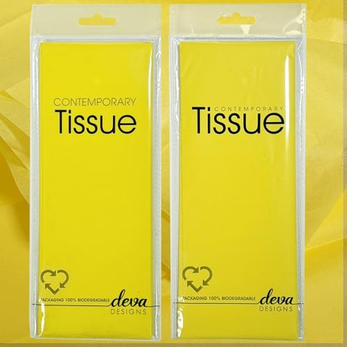 8 Blatt gelbes Seidenpapier, 2 Packungen mit je 4 Bögen, hochwertiges Seidenpapier, biologisch abbaubare Verpackung, jedes Blatt 50 x 70 cm, ideal zum Verpacken von Geschenken und Basteln