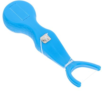 Azul Soporte 360° Hilo Portátil de Limpieza Dental | Abs y Nailon, Diseño Ergonómico Reutilizable, para Viaje y Hogar, Remueve Sarro Uso Cómodo