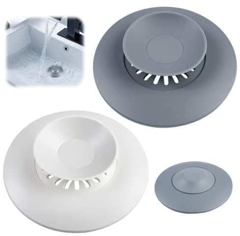2 Pezzi Morbido Tappo Lavandino Silicone, 11Cm Tappo Di Scarico In Silicone Con Funzione Di Setaccio Per Capelli, Tappo Per Vasca Da Bagno, Tappi Silicones Universale Per Vasca, Lavandino, Lavandins