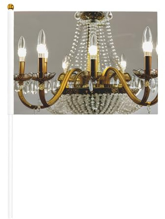Lot de 6 chandeliers pour salle de bal et 10 drapeaux à main avec bâton - Petits drapeaux pour défilé, fête, bar, anniversaire