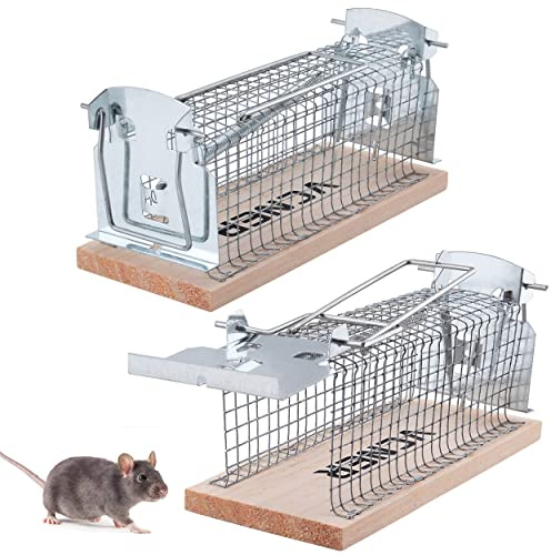 Mausefalle lebend, Hochsensitive Lebendfalle Maus 2er Set, Doppeltür & Transportgriffen, Lebendfalle Mäuse Wiederverwendbar Draussen, Innen, Kleintiere, No Touch, Haustiersicher