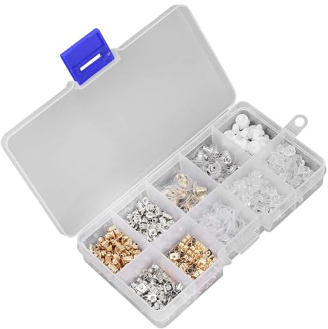 Tuercas de Pendientes 450 Pcs Metal Goma Plástico Cierres de Pendientes Forma de Bala Estilo de Mariposa