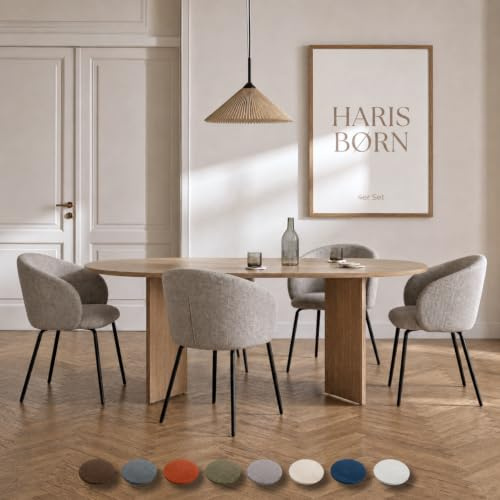 Haris Børn® Esszimmerstühle (4er Set) Grau-Braun - Bequeme Polster Esszimmerstühle mit Armlehne - Premium Esstisch Stühle & Wohnzimmer Stühle - Moderne Esszimmerstühle 30 Tage risikofrei testen