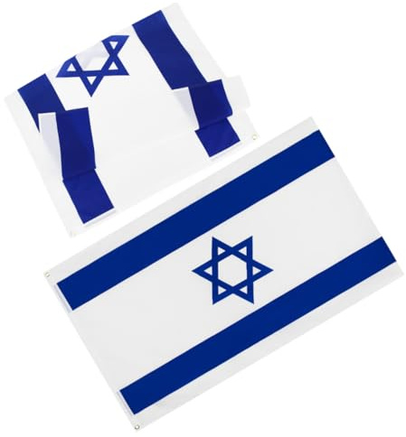 ROMISBABA 2 pièces Drapeaux Israël Polyester Lot de Décorations Extérieures Résistantes Aux Intempéries pour Fêtes et Événements