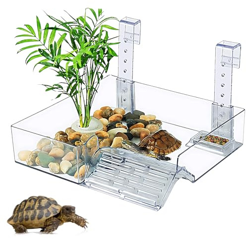 Sonnenplattform Schildkröten, Acryl Schildkröte Basking Platform, M | Hängende Sonnenplattform für Schildkröten, Aquarium Zubehör, Einstellbar, für Kleine Schildkröte, Kleine Reptilien