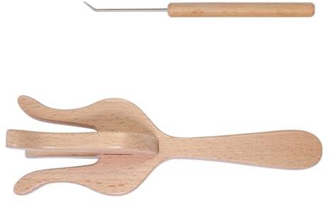 Limtula Grüne Doppelseitige Strickgabel Aus Holz Für Handwerkliche Garnarbeiten Und Unternehmungen Ergänzung Zum Weben Mit Mehreren Mustern Aus Eichenholz