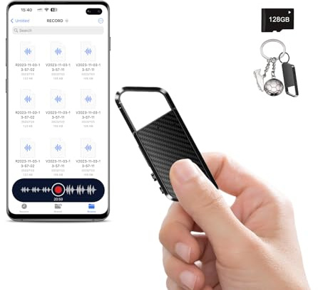 NekSide Diktiergerät mit Spracherkennung –Aufnahmegerät, Mobile Rekorder mit DSP5.0 OTG-fähig, Lange Zeit Aufnahmen Voice Recorder, diktiergerät mini für Meeting/Interview/Vorlesungen -128G
