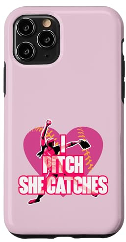 I Pitch She Catches Pichet de Softball Assorti Coque pour iPhone 11 Pro