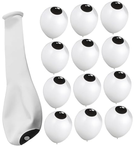 CLISPEED 200 Stück Halloween Luftballons 5 Zoll Weiße Augapfel Latexballons Robuste Halloween Dekoration für Party und Ballongirlanden