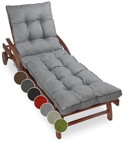sunnypillow Liegenauflage 200 x 60 - Auflage für Gartenliege extra dick 13cm - Outdoor, wasserdicht, UV Lichtecht - Polster für Sonnenliege - Polsterauflagen für Liegestuhl - Kissen Grau