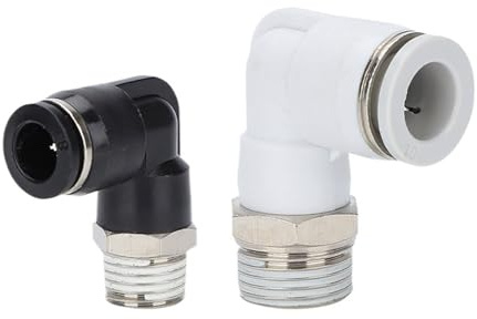 Pneumatic Connector PL10-02 Threaded Air Hose Quick-Connect L-Shaped Right Angle Copper Quick 4/6/8-01 1Pcs(BlackPL10-03)