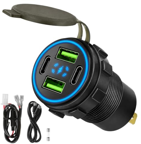 1 Pieza Cargador USB para Vehículo 12V/24V 4 Puertos 132W