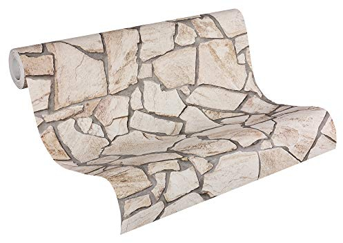 A.S. Creation 927323 Mustertapete in Natursteinoptik Wood n Stone, beige, braun, grau