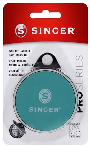 Singer Pro Series - Cinta de Bolsillo retráctil de 96 Pulgadas, plástico metálico, Verde Azulado, 8 pies