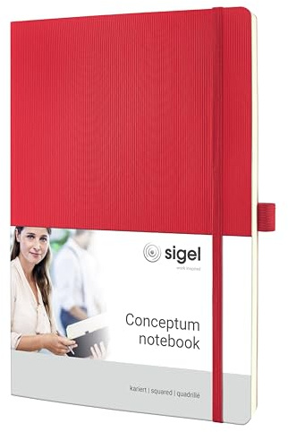 Sigel CO314 anteckningsbok, ca. A4, fyrkantig, softcover, elastiskt fästelement, rött - koncept
