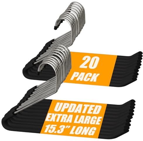 Huji Heavy Duty Open Ended Easy Slide Chrome Trouser Hangers Organizers (20 Open Ended Easy Slide Hangers)