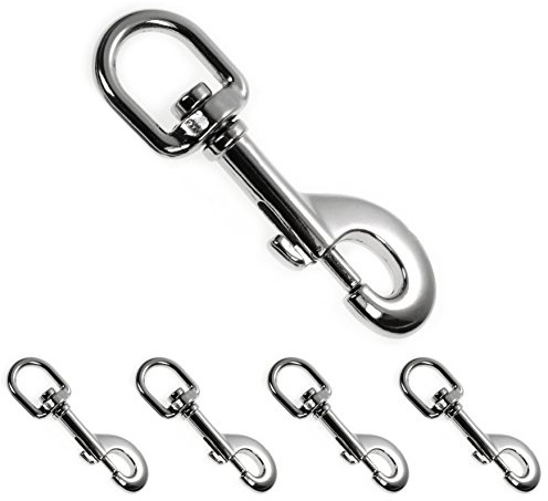 Ganzoo Wirbel-Schnapphaken 90 mm mit Drehgelenk, Karabiner-Haken Bolzenverschluss, 19 mm Öse, 4 Stück, legierter Stahl in Schwarz, für Hundeleine, Hundehalsband sowie Paracord 550 und DIY-Projekte