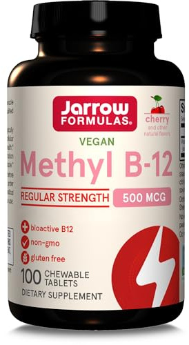Methyl B12 500 µg, aktives Vitamin B12 als Methylcobalamin, Lutschtabletten mit Kirschgeschmack, vegan, Jarrow, 1er Pack (1 x 100 Stück)