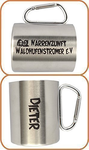 Schmalz® Edelstahlbecher mit Karabinerhaken graviert Narren Isolierbecher doppelwandig mit Gravur 0,3l