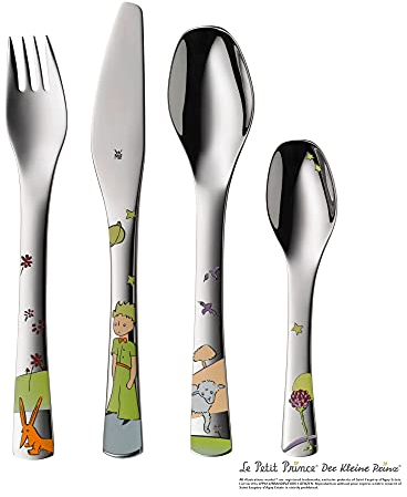WMF Der kleine Prinz Kinderbesteck Set 4-teilig, Kinderbesteck Edelstahl, Besteck Kinder ab 6 Jahre, Cromargan poliert, spülmaschinengeeignet
