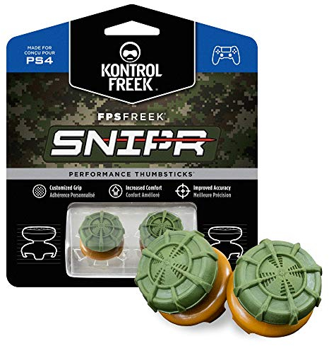 KontrolFreek FPS Freek Snipr para for PlayStation 4 (PS4) y PlayStation 5 (PS5) | Performance Thumbsticks | 2 Alturas elevadas, convexo | Verde/Amarillo.