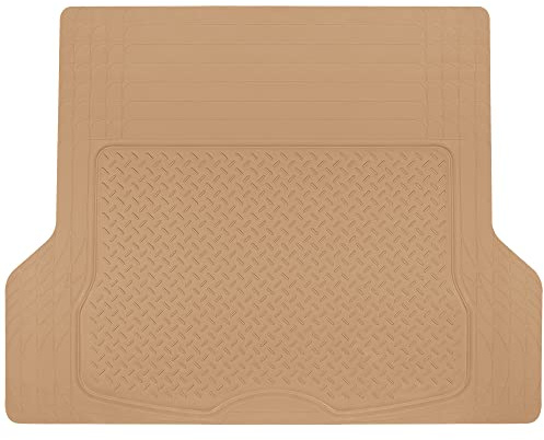 BDK Heavy Duty Rubber Cargo Mat Liner - All-Weather Trunk Protection, Trim-to-Fit Design for Cars, SUVs, Vans & Trucks - Non-Slip, Waterproof, Durable Cargo Floor Liner - 46 x 56.75 x 0.25 - Beige